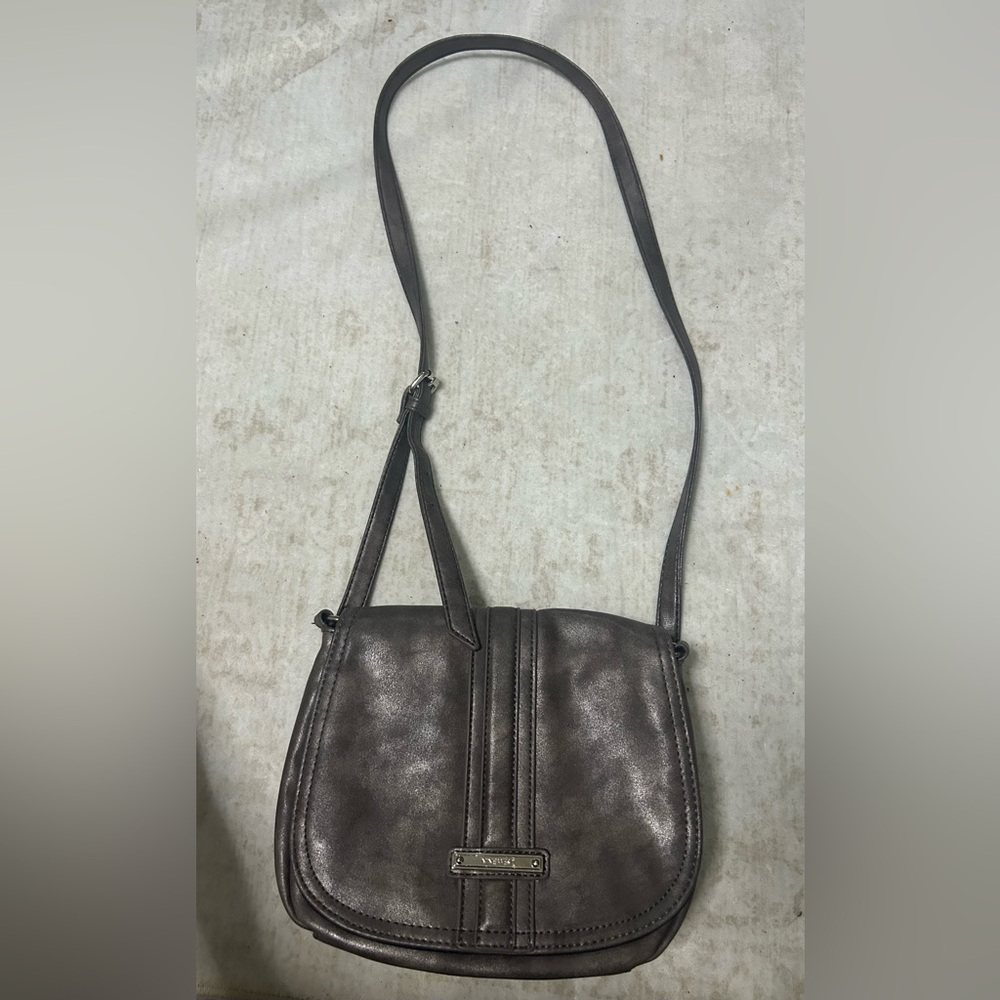 Nine West Metallic Gray-Brown Crossbody Bag